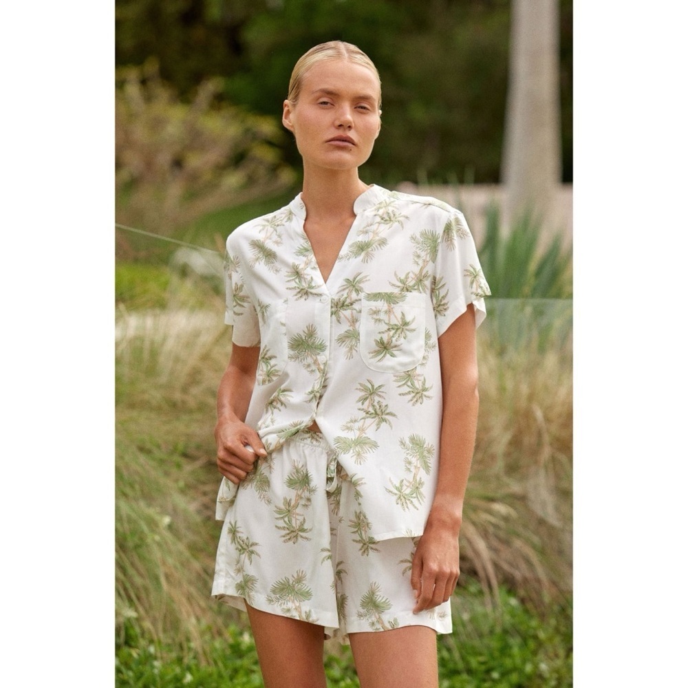 Piyama Maggie Pajama Set - Vintage Palm - Olive